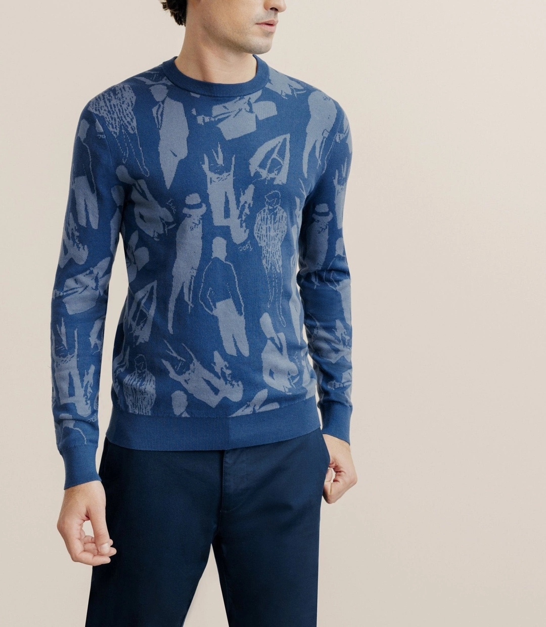 IZAC - Pull col rond indigo