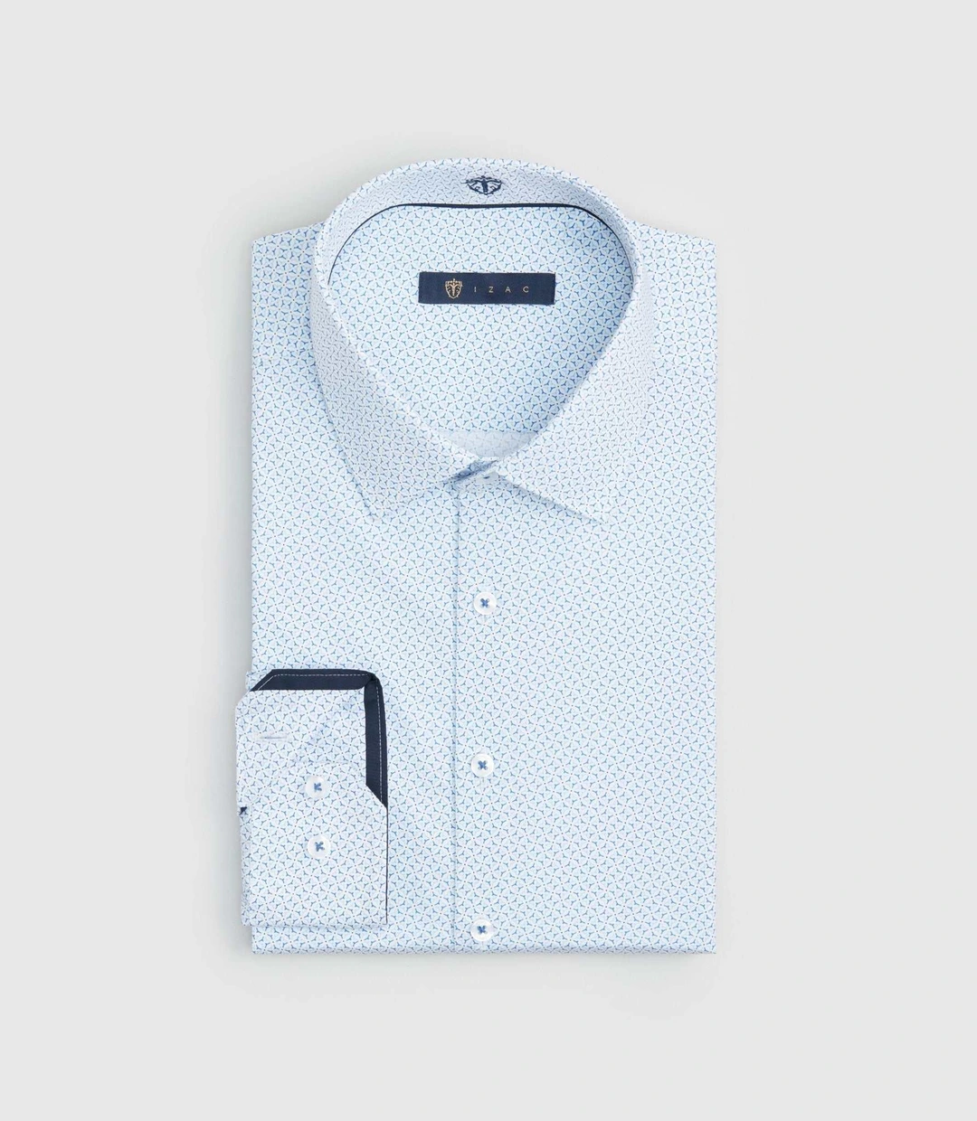 IZAC - Chemise imprimée en coton bleu ciel ''Saxo''