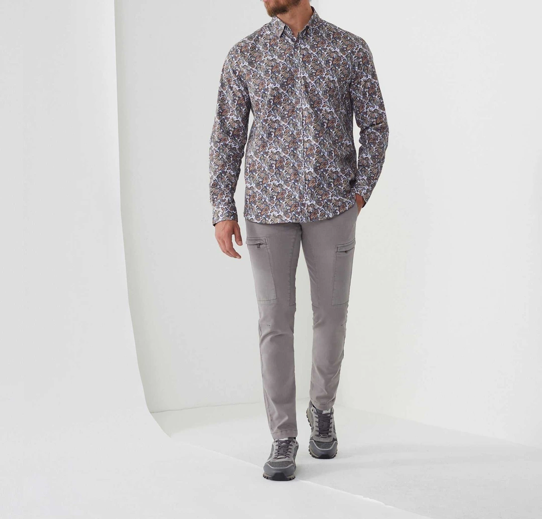 IZAC - Chemise casual imprimé blanc-rouille ''Albane''