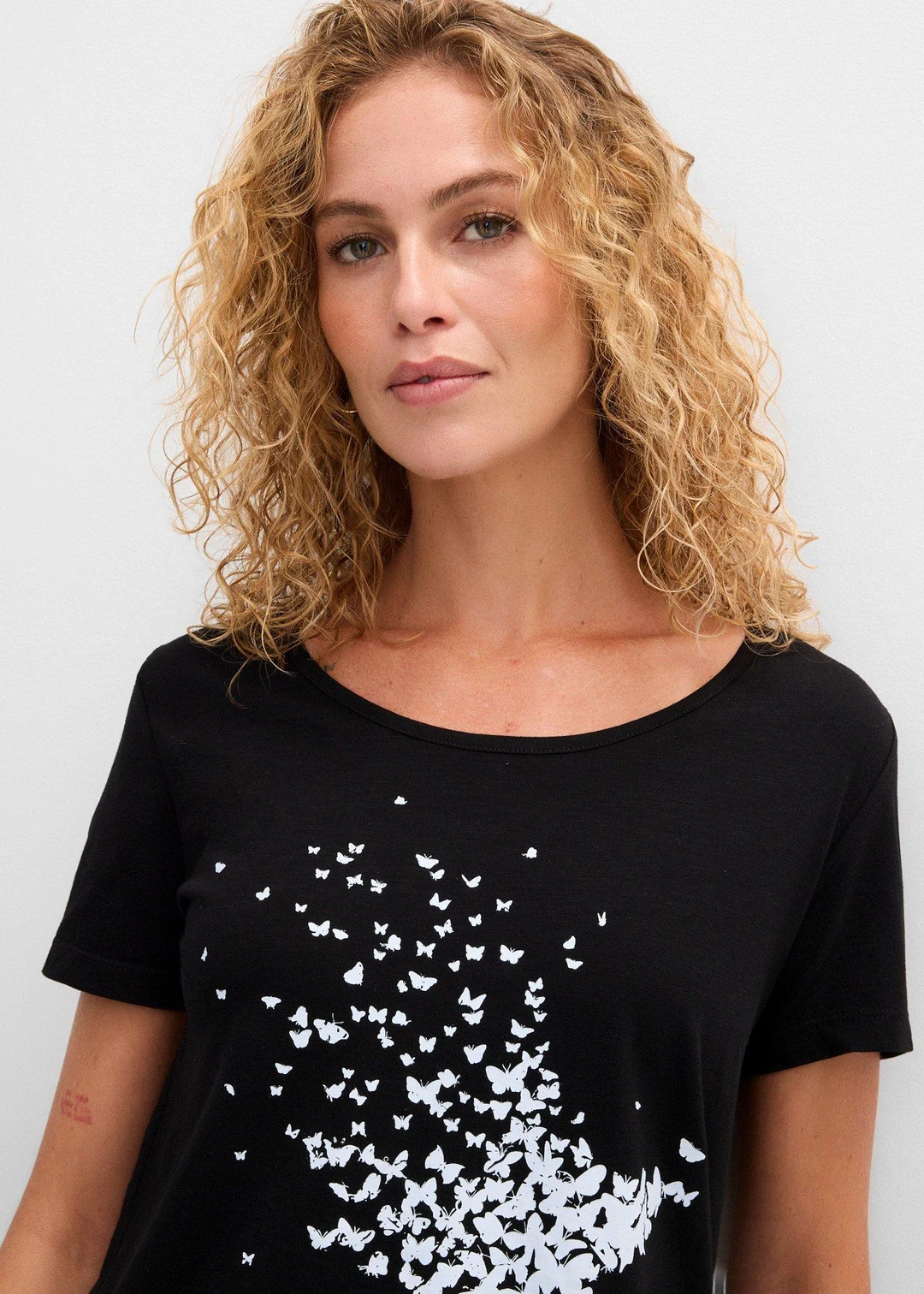 T-shirt coton en fil flammé, manches courtes