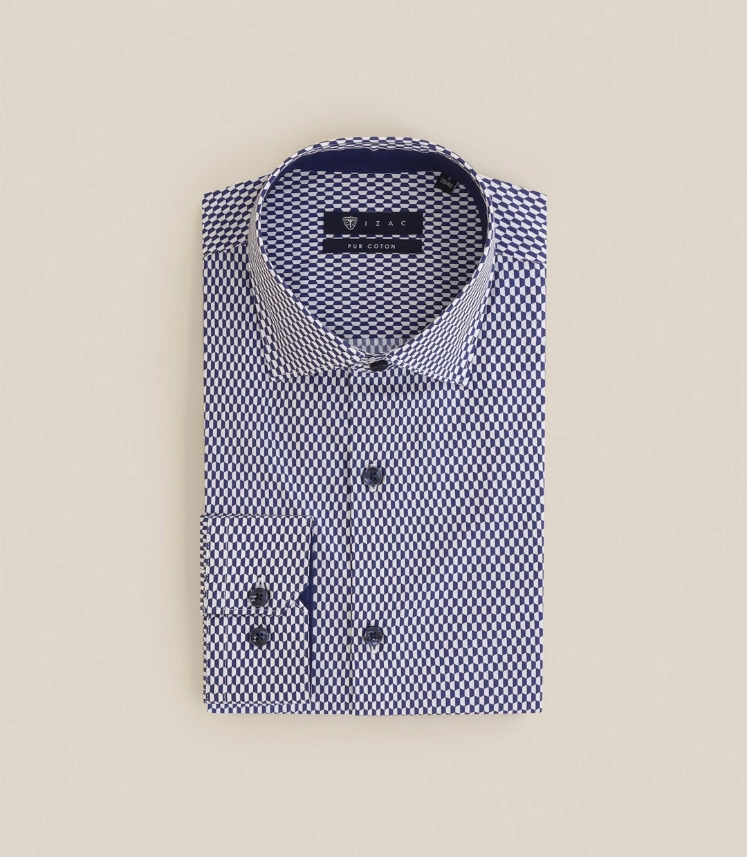 IZAC - Chemise imprimée 100% coton marine