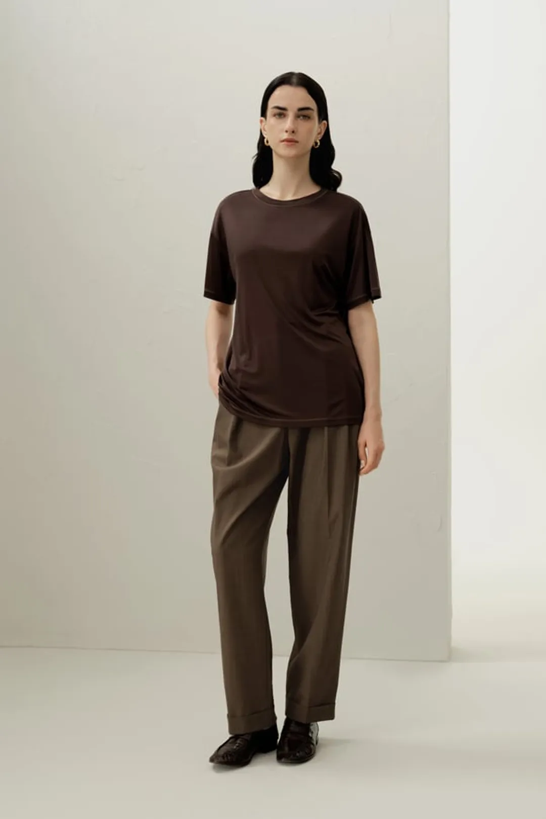 LILYSILK T-Shirt En Jersey De Soie Coupe Décontractée Jersey De Soie Doux Pour La Peau, Confortable Et Durable Noir L