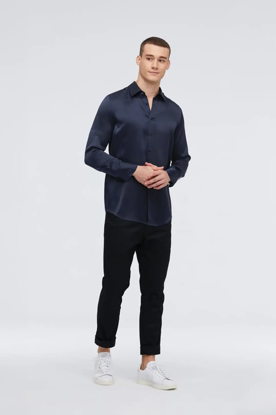 LILYSILK Chemise De Base Pour Homme En Soie De Mûrier Gris Foncé L