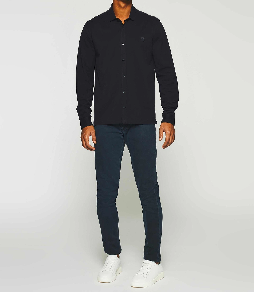 IZAC - Chemise en jersey unie marine KANTIN