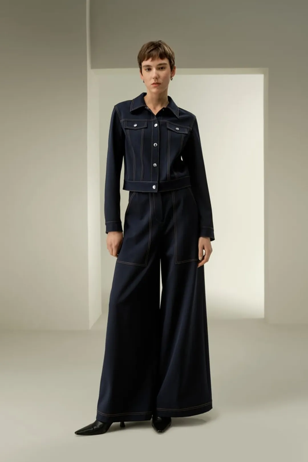 LILYSILK Pantalon Laine Mérinos Femme Plus De Praticité Et De Style 100 % Laine Mérinos Facile À Assortir Coupe Naturelle Bleu Marine 48