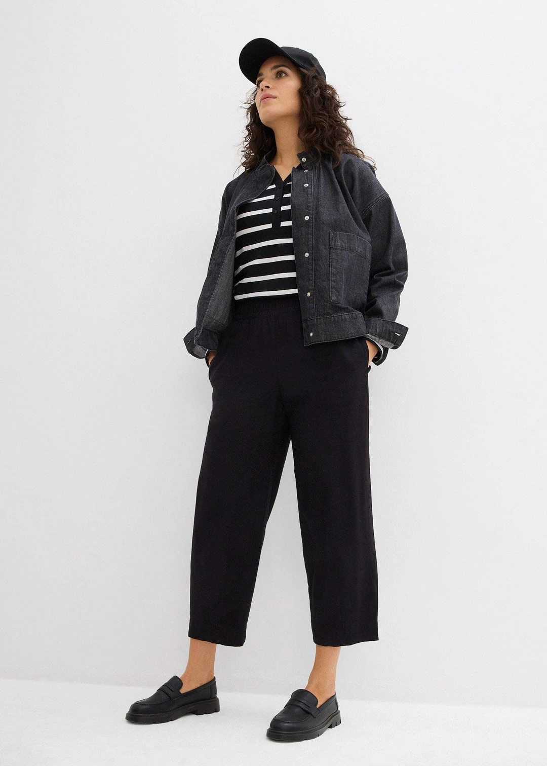 Pantalon 7/8 taille élastiquée en lin mélangé - 2