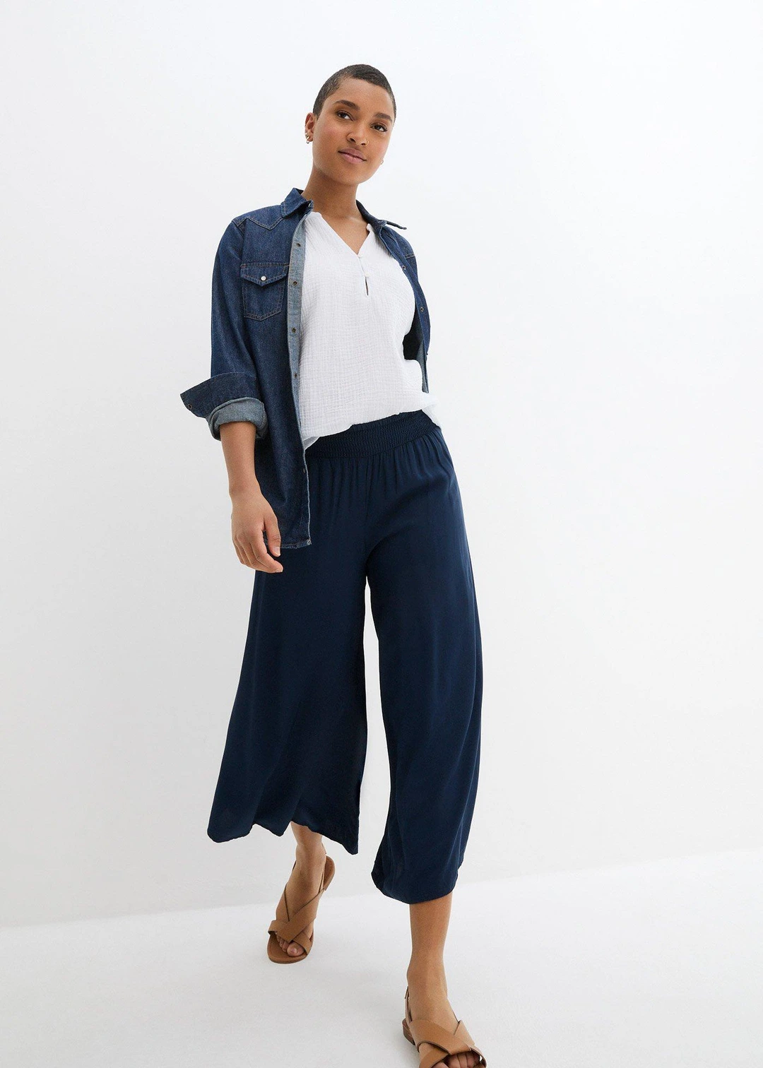 Jupe-culotte longueur mollet en viscose douce