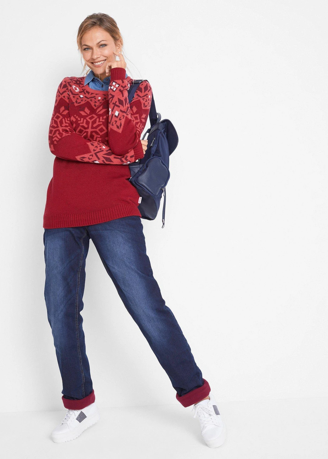 Jean droit taille mi-haute, thermique