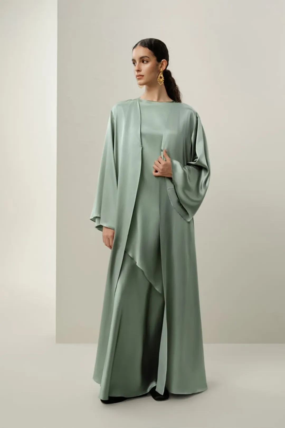LILYSILK Femme Abaya Modeste Soie Charmeuse Stretch Fluide Asymétrique Pinot Noir XL