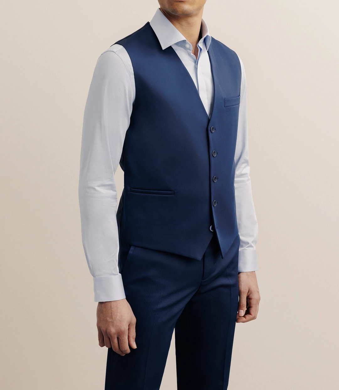 IZAC - Gilet de costume tissu technique bleu