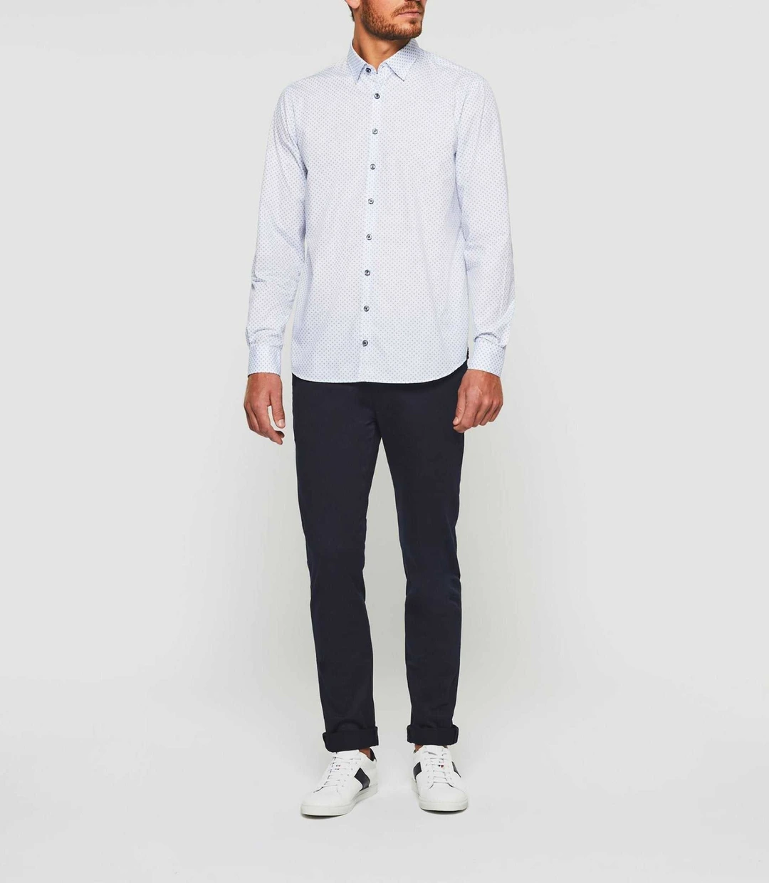 IZAC - Chemise casual marine et blanche ''Kelly''