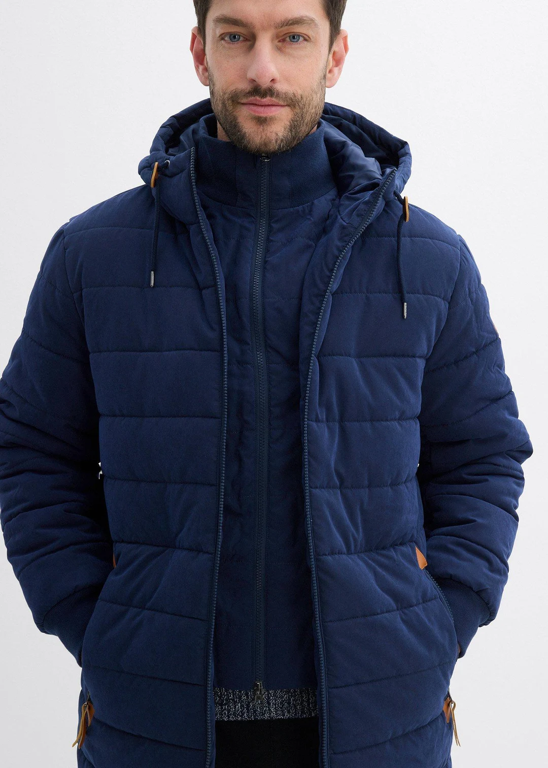 Parka matelassée et rembourrée à capuche et détails enduits