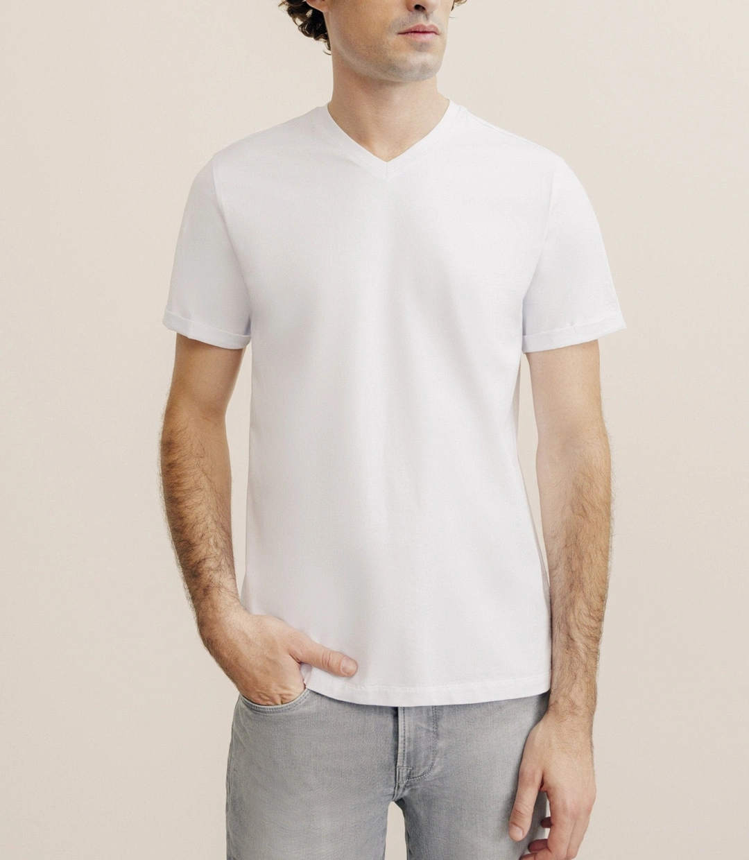 IZAC - T-shirt col V blanc