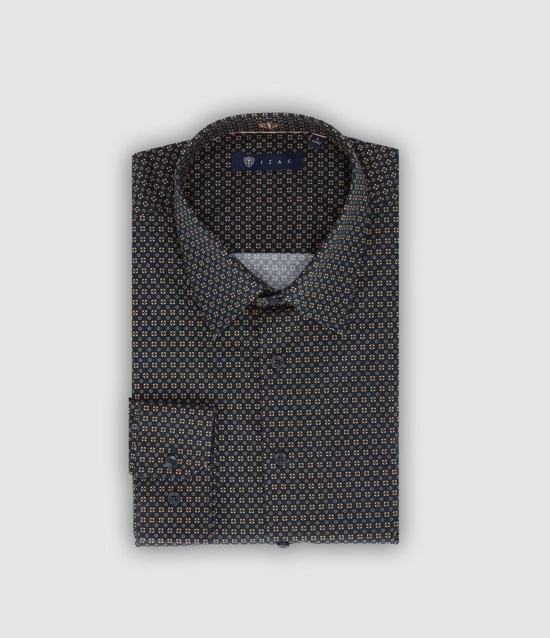 IZAC - Chemise slim imprimée marine camel PAUL