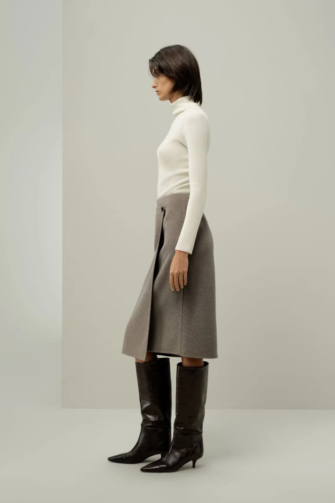 LILYSILK Jupe Femme en Laine et Soie Élégante à Drapé Asymétrique Americano 42
