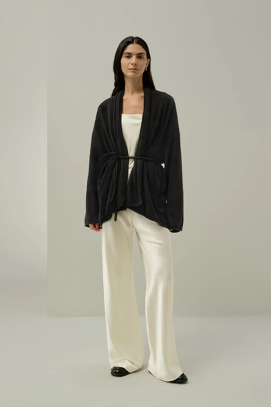 LILYSILK Cardigan Femme en Pur Cachemire Ample Style Kimono Léger et Chaud Blanc S