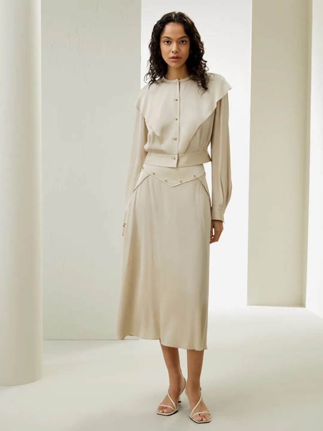 LILYSILK Chemisier en Soie pour Femme, Blouse Vintage à Double Empiècement V Crème XXL