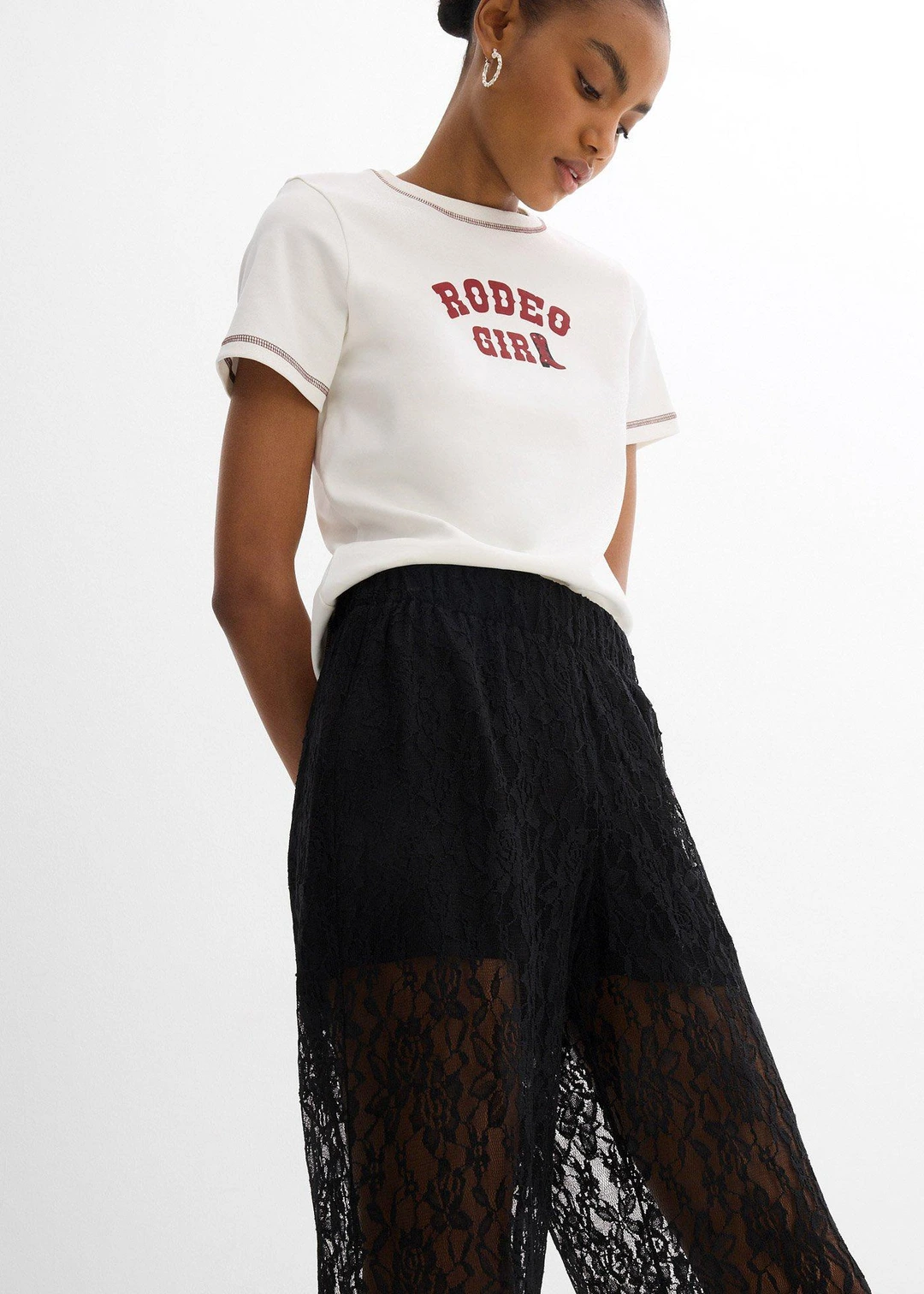 Pantalon en dentelle à taille élastiquée - 3