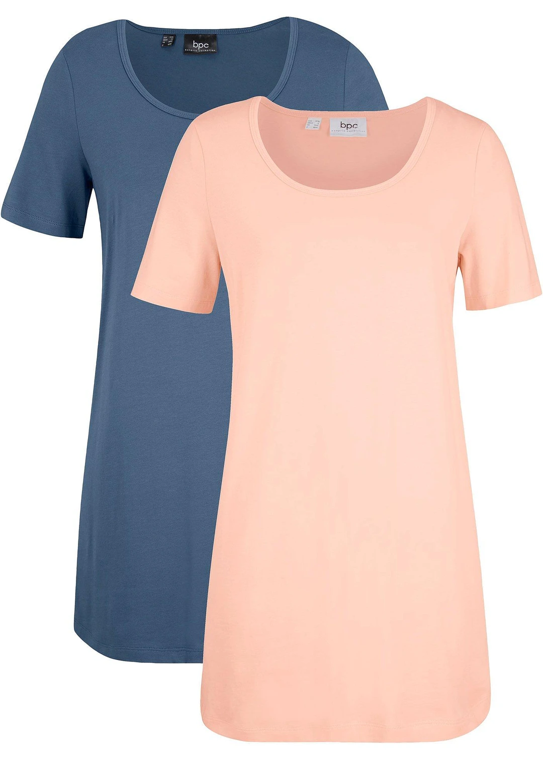Lot de 2 T-shirts longs basiques, manches courtes