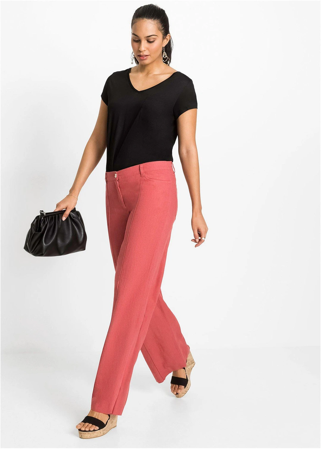 Pantalon palazzo léger en lin mélangé - 2