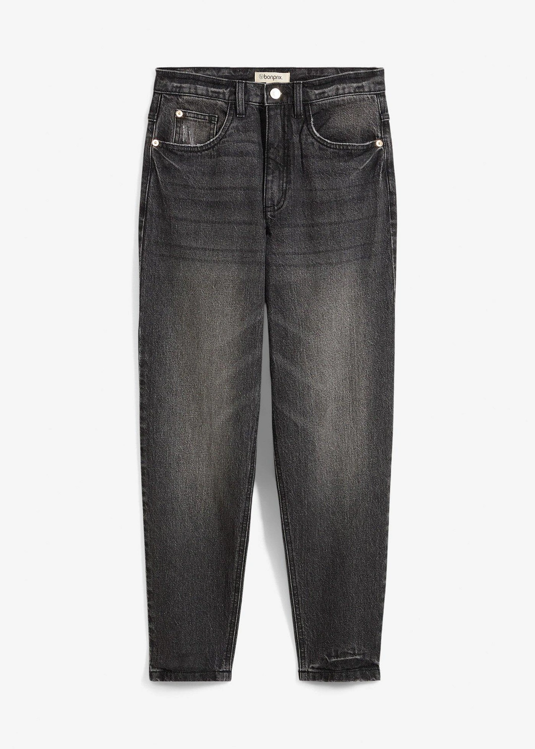 Jean mom taille haute, peu extensible, cropped