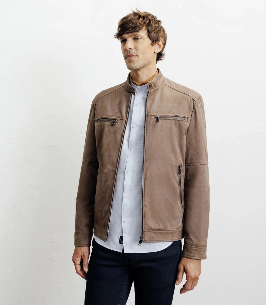 IZAC - Blouson motard taupe