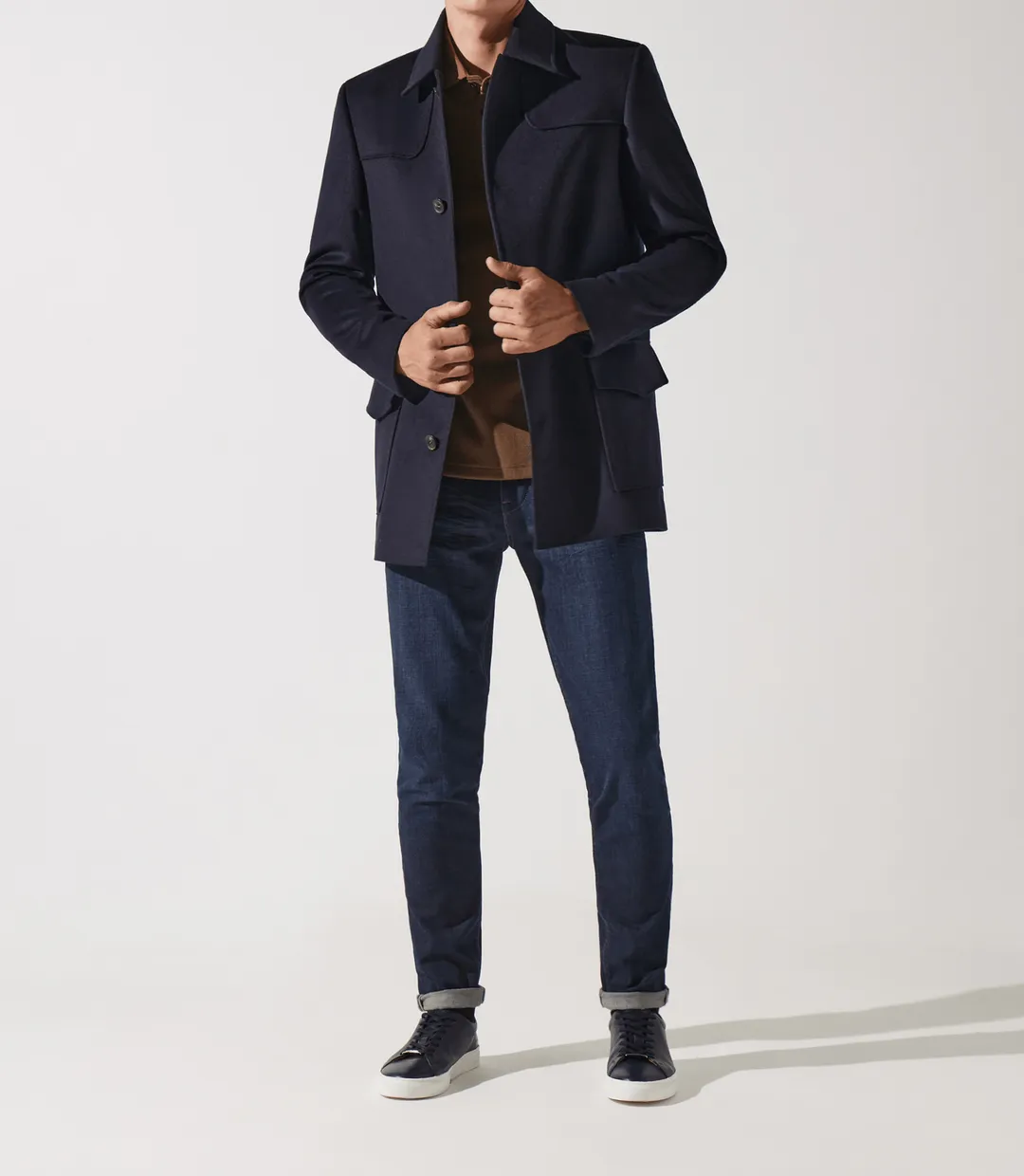 IZAC - Manteau en laine cachemire marine ITALO
