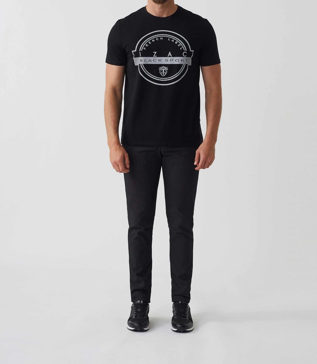 IZAC - T-shirt à manches courtes avec logo col rond noir ''Hamilton''
