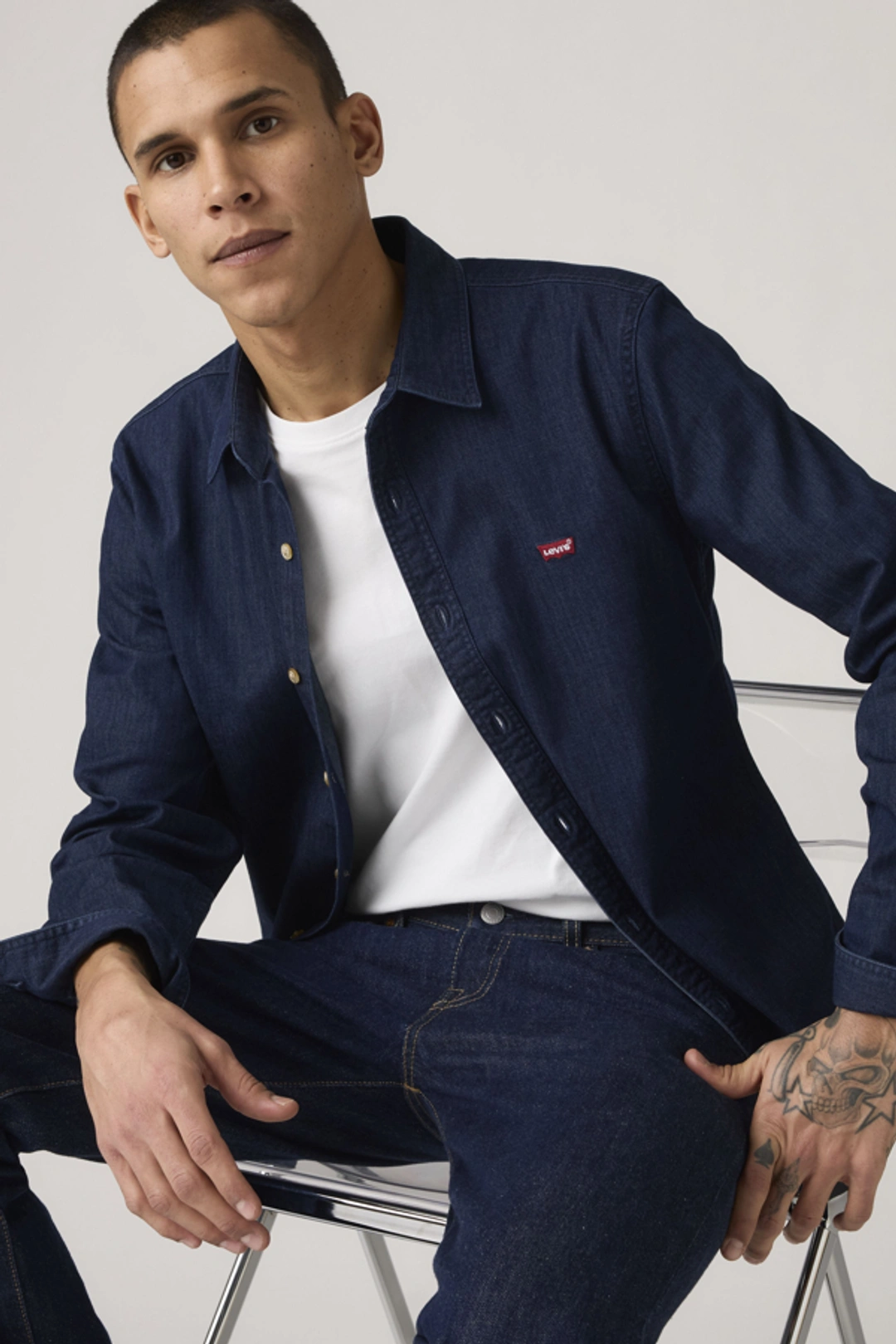 Levi's Chemise Battery Slim Housemark - Homme - Bleu / Naval Academy - XS