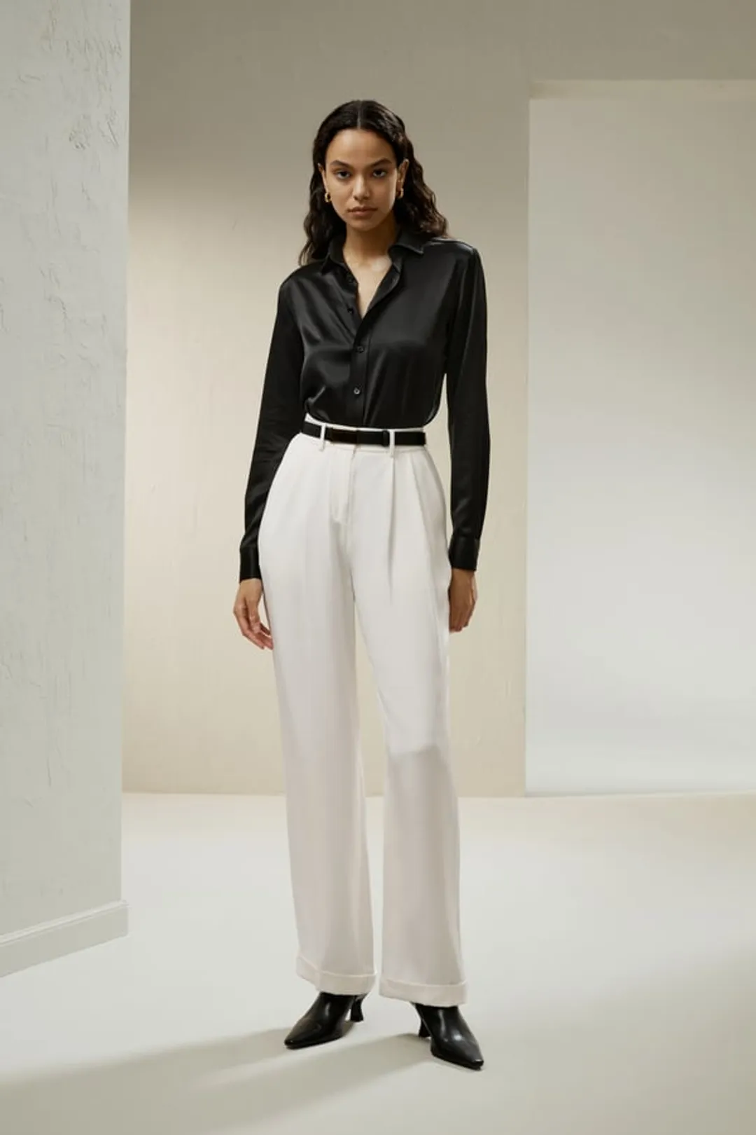 LILYSILK Chemisier Femme Chic En Soie Blanc Manches Longues, Style Plus Soigné 100% Soie De Mûrier Léger Et Respirant 42