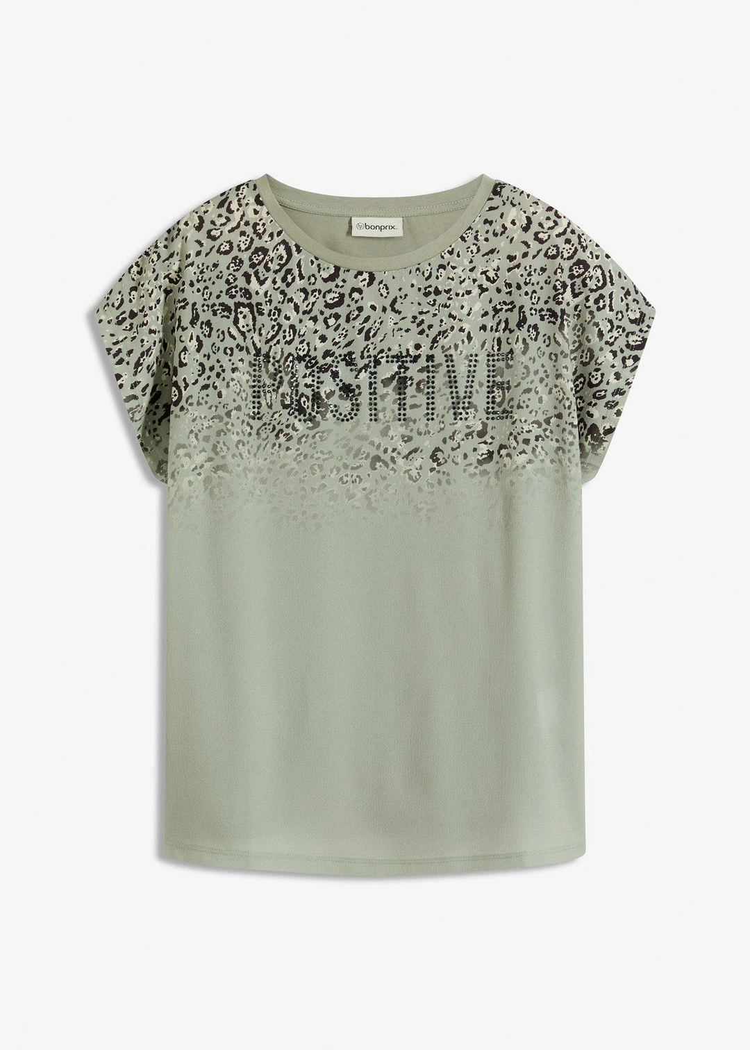 T-shirt à empiècement tissé et strass