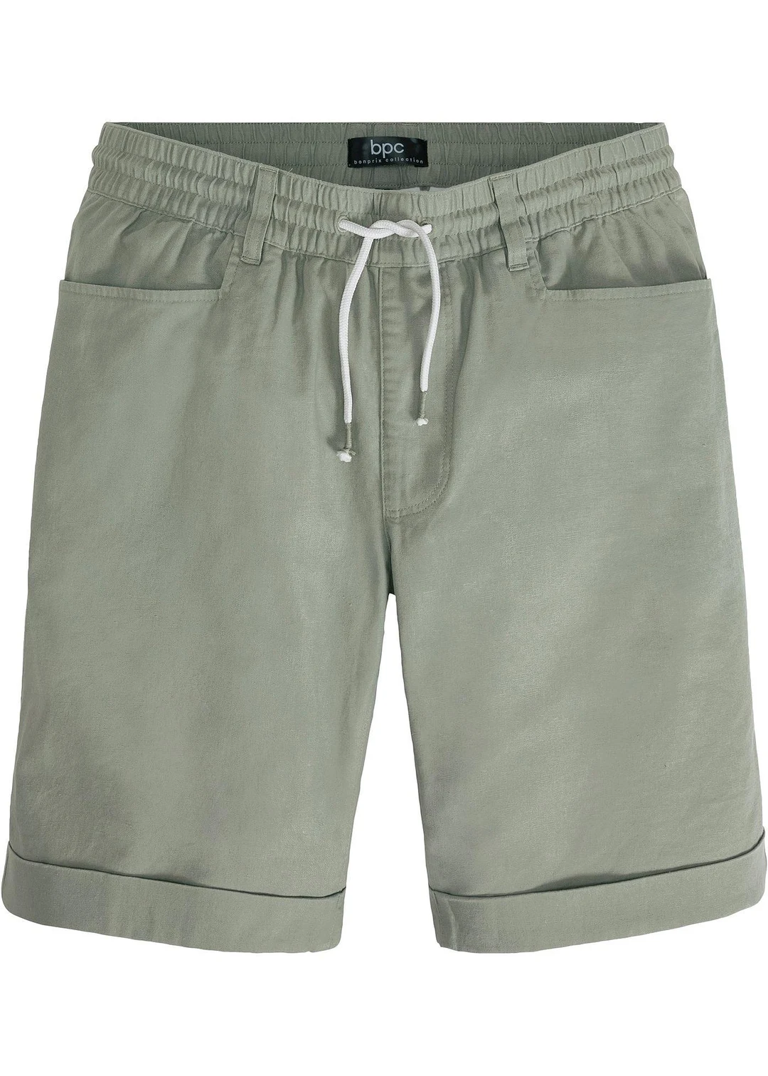 Bermuda à taille élastiquée en lin mélangé, regular
