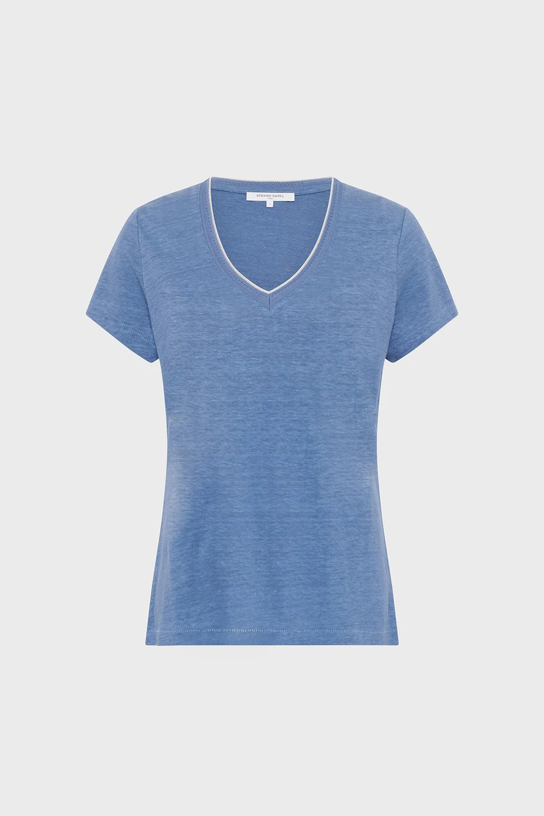 T-shirt en lin et col V argenté - GILBERTE - Jaune