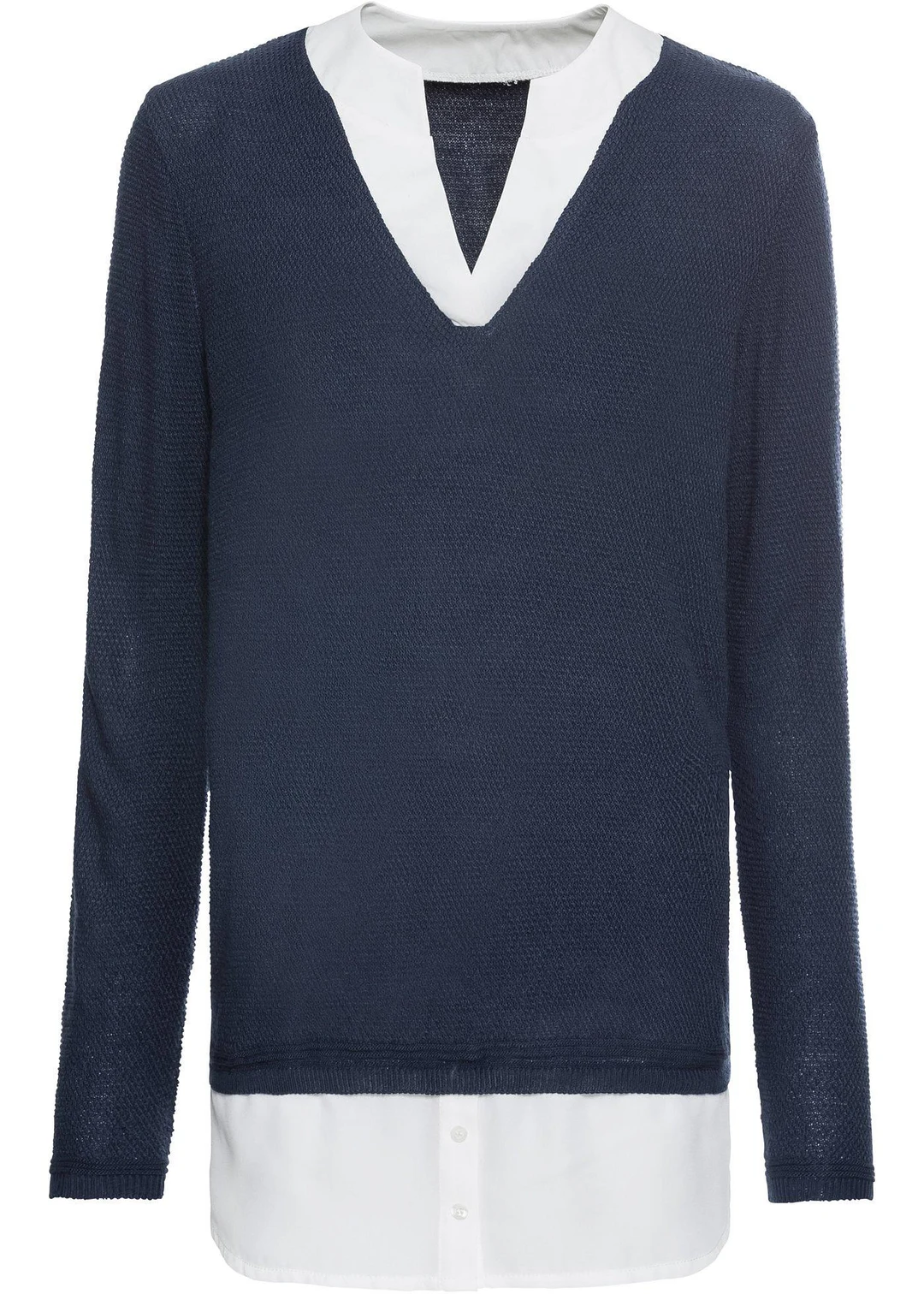 Pull en fine maille avec empiècement chemisier