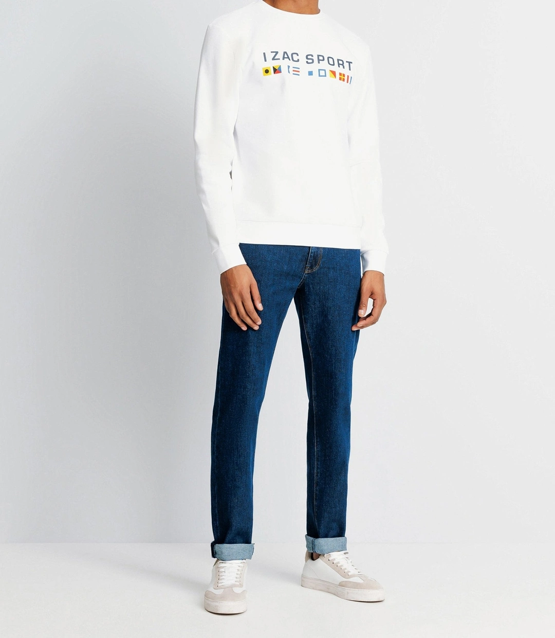 IZAC - Pull sweat avec drapeaux blanc