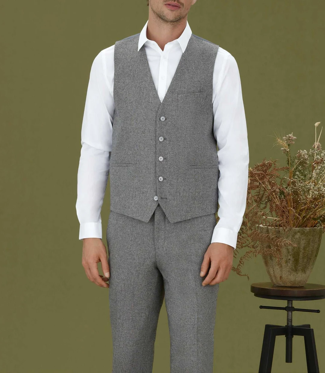 IZAC - Gilet de costume en tweed gris ''Quepatant''