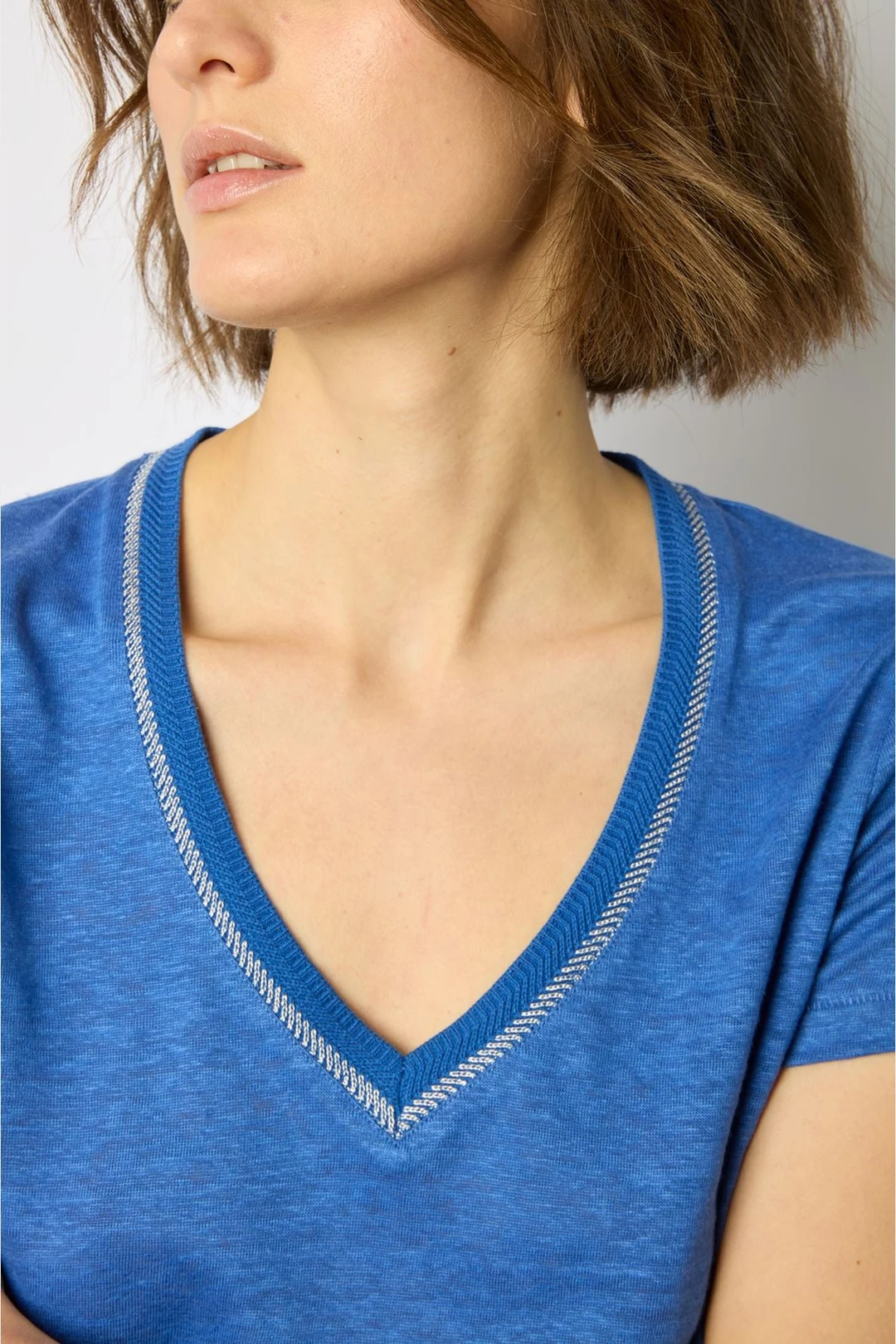 T-shirt V en lin - MINDY - Electrique - 3