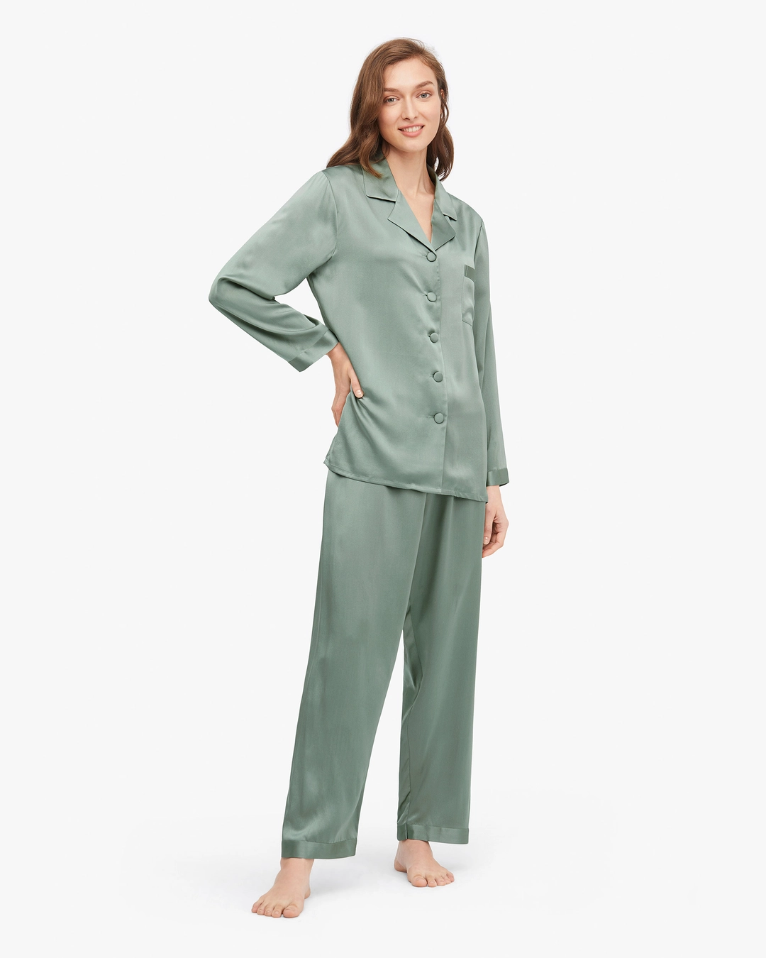 LILYSILK Pyjama Soie Noir Femme Noir Revers Crantés, Boutons Enveloppés De Soie 100% Soie Pure Maintient L'Hydratation Pour Mieux Dormir S