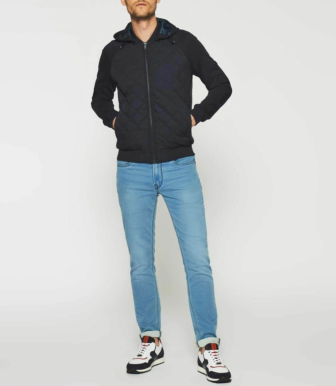 IZAC - Gilet zippé à capuche en molleton marine SWDAVE
