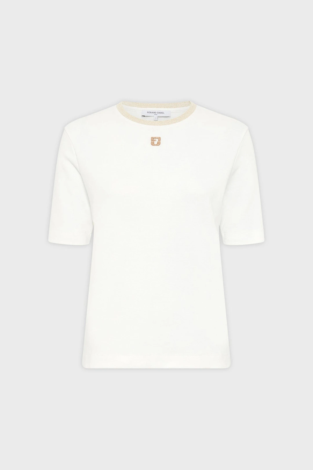 T-shirt en coton au col doré - GINETTE - Blanc
