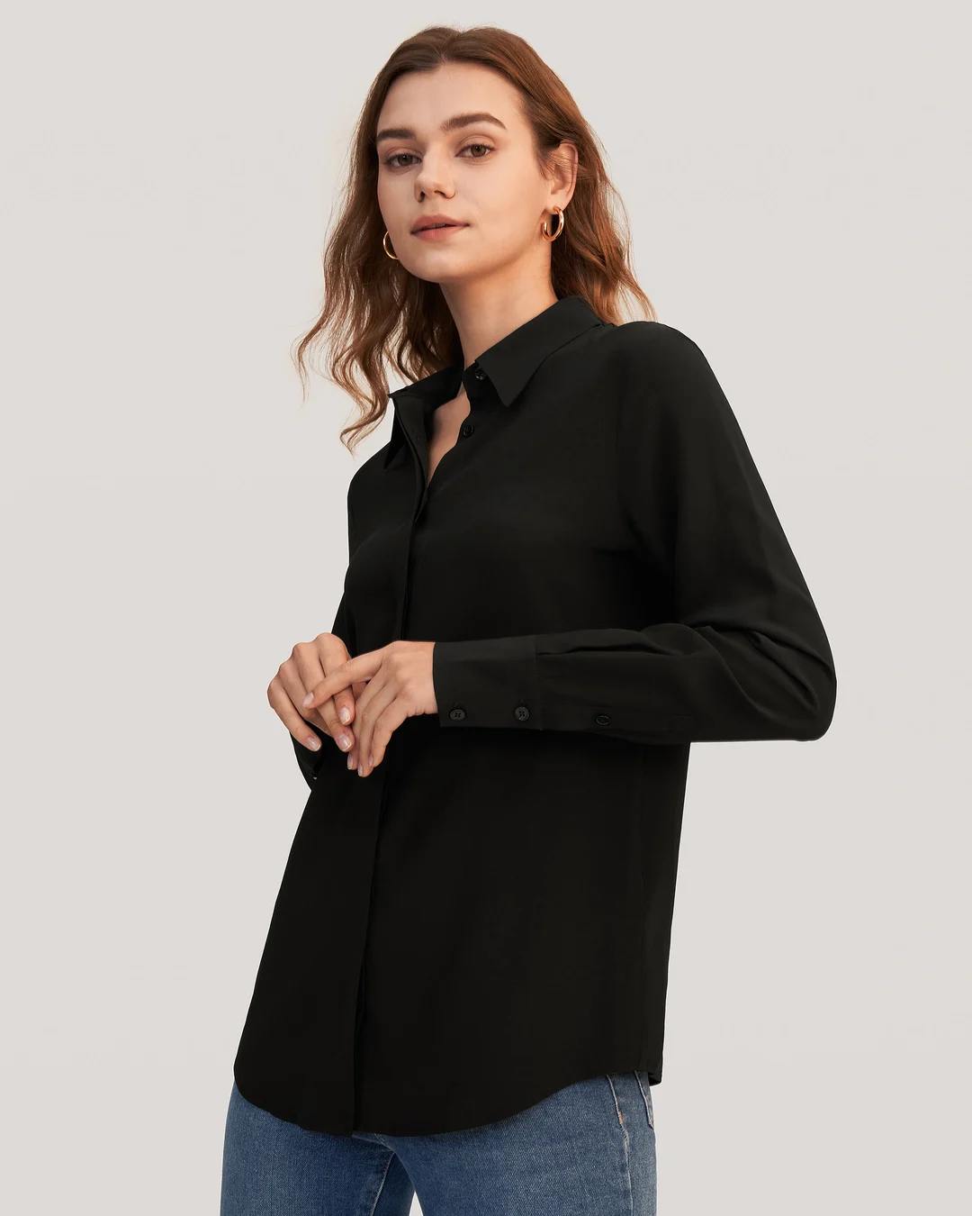 LILYSILK Chemisiers Soie Femme Style De Base Crêpe De Soie, Chemise Basique Léger Et Respirant Chemises Blanc