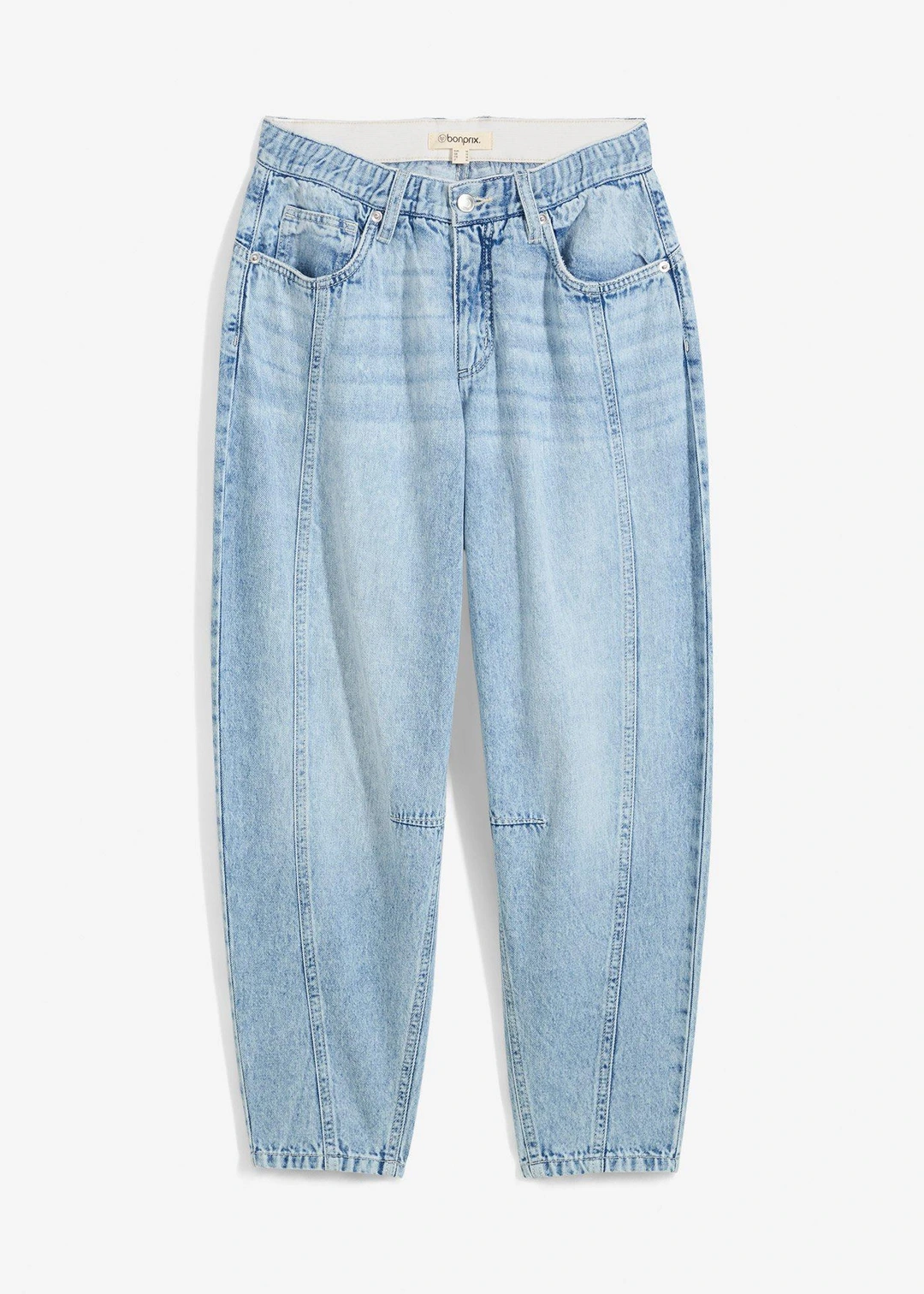 Jean barrel taille mi-haute, cropped