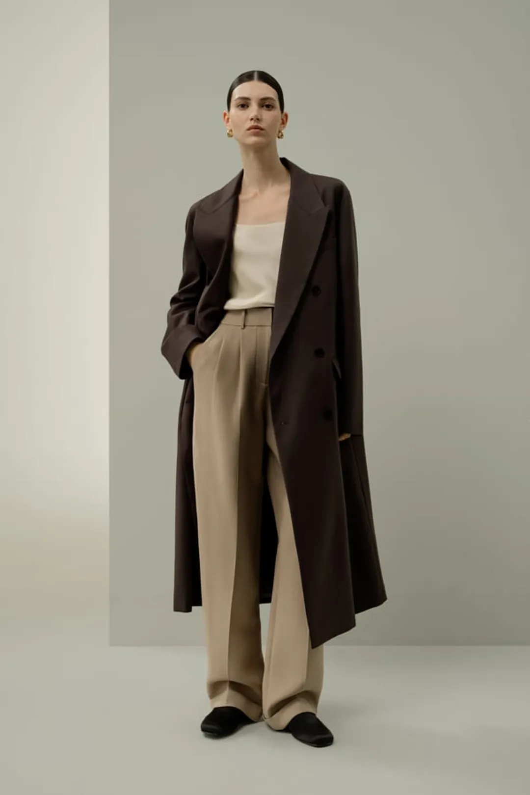 LILYSILK Manteau Long Drapé En Soie Et Laine Lavable En Machine Pour Un Entretien Facile Noir M