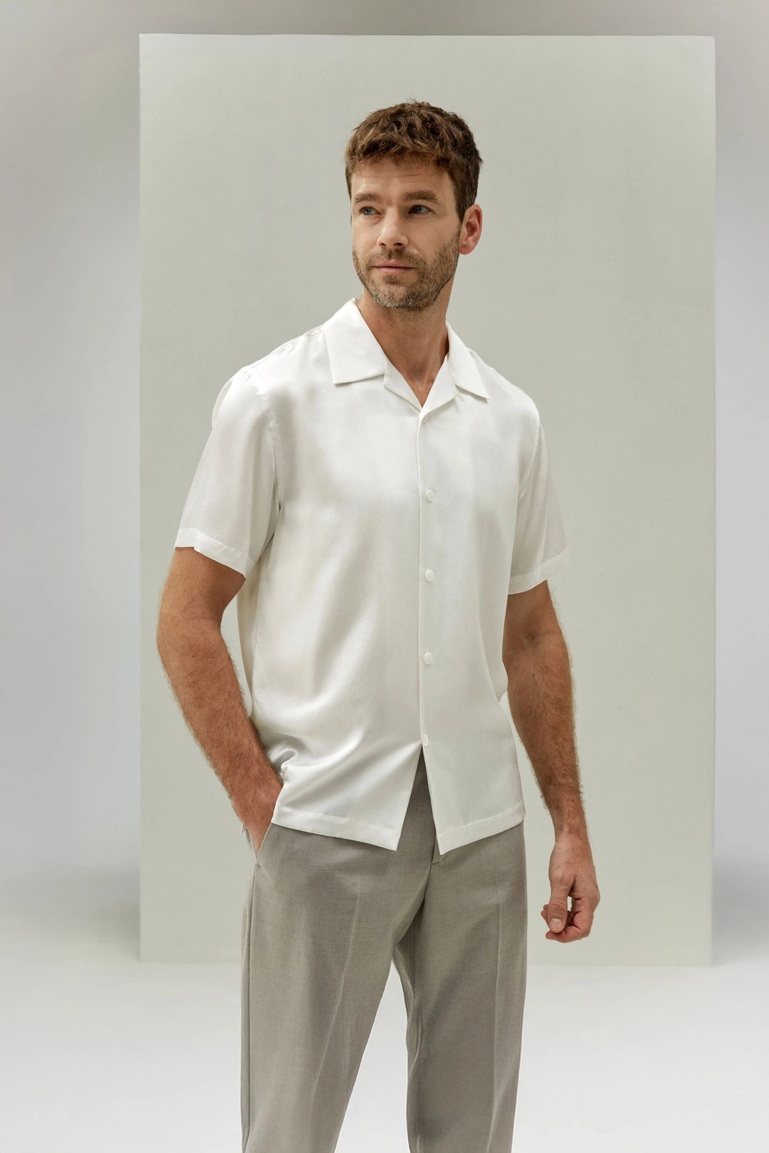 LILYSILK Blouse Soie Homme Luxe Col À Revers 100% Soie De Mûrier Modèle Classique Peut Être Essayé Bleu Minuit Xl