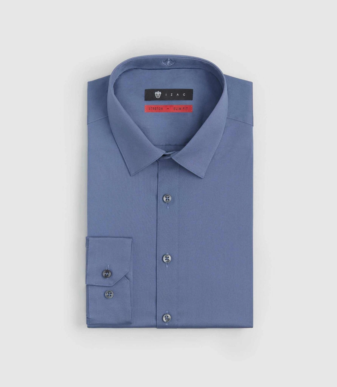 IZAC - Chemise coton stretch slim bleu vintage ''Malte''