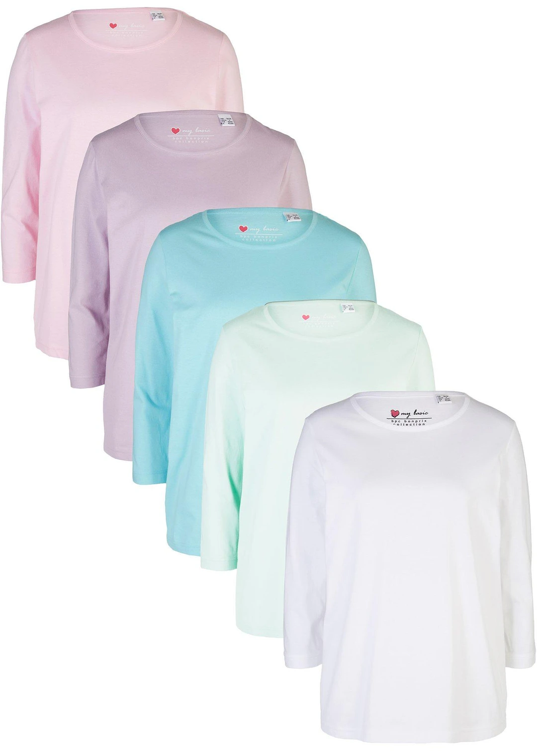 Lot de 5 T-shirts manches 3/4