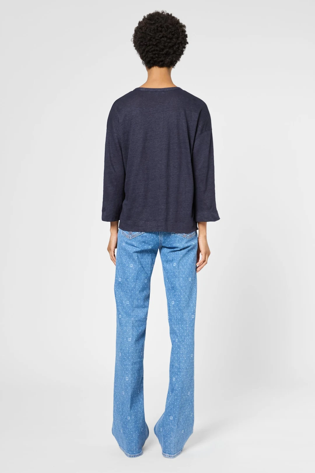 T-shirt tunisien en lin - GRETTA - Marine - 4