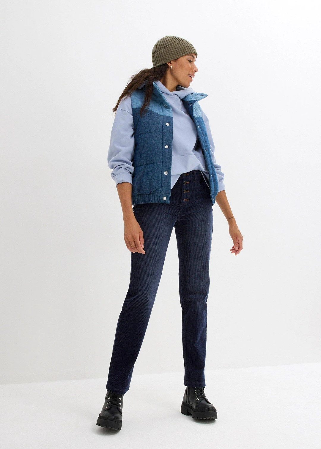 Pantalon droit en velours côtelé extensible - 2