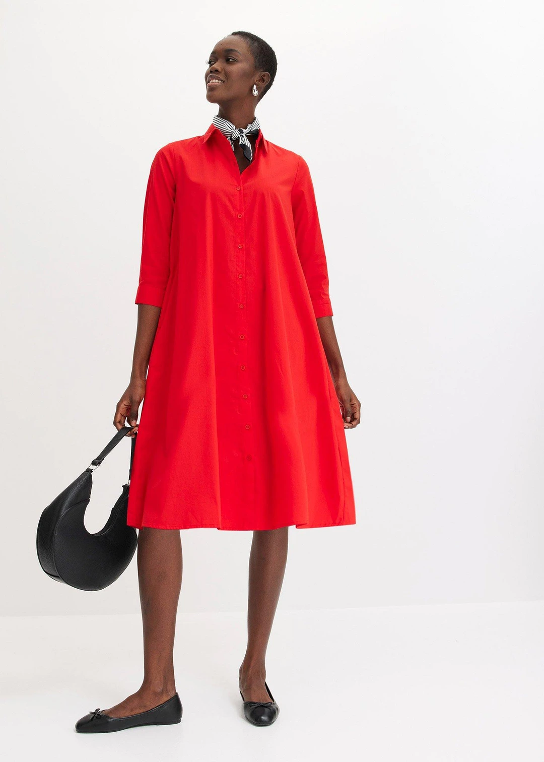 Robe-chemise en popeline solide