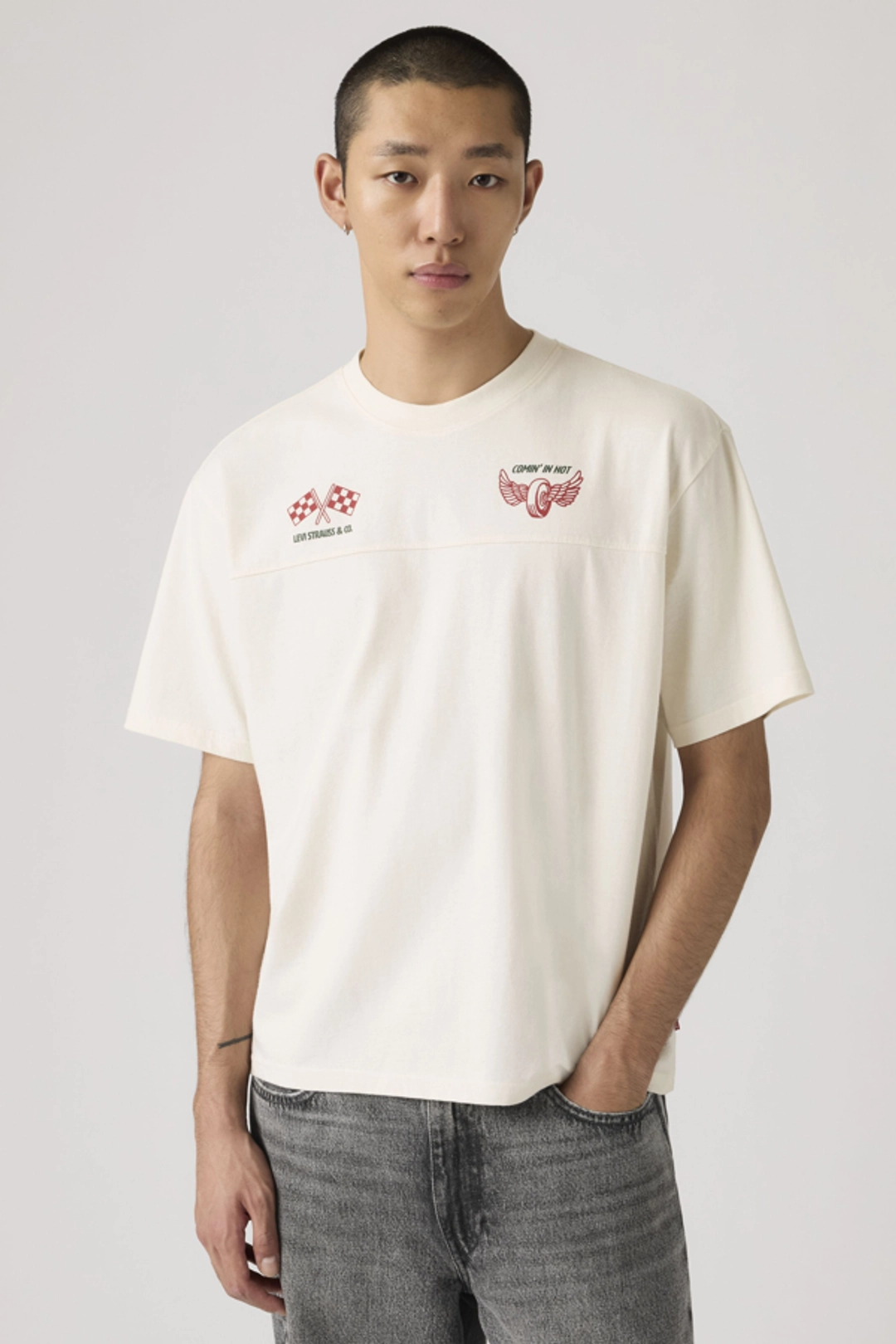 Levi's T Shirt Lockwood Practice - Homme - Blanc / Two Horse Jersey Bright White - 11-0601 Tcx - XL